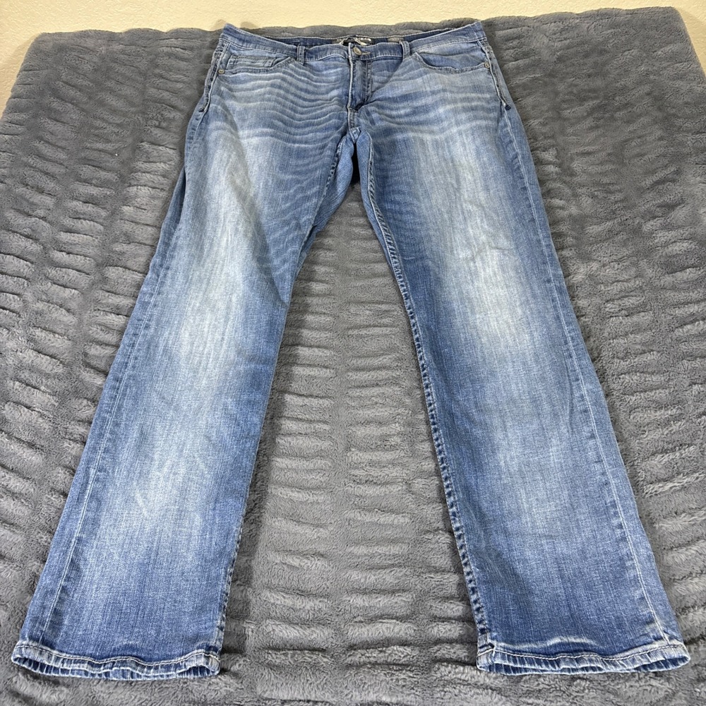 BKE Tyler Straight Leg Mens Jeans 38L Medium Wash Blue Denim Stretch AT243